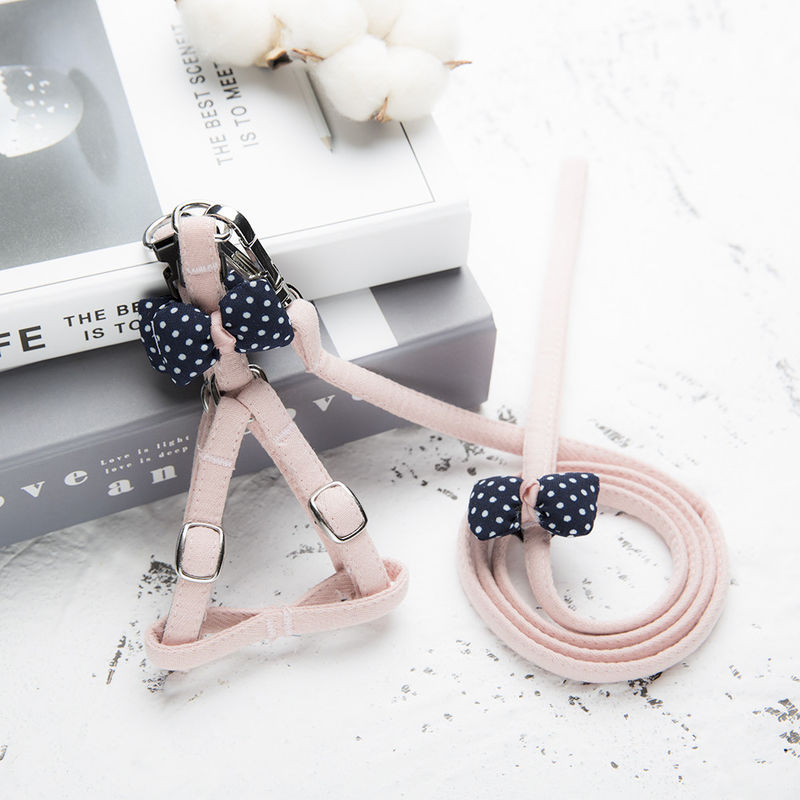 لوازم جانبی حیوان خانگی Cute Dots Cat Harness Bow Tie قابل تنظیم حیوان خانگی سینه بند عقب کشش پنبه گربه سگ بند مهار بند