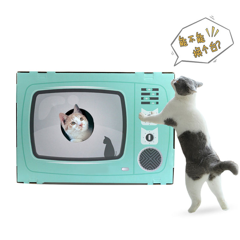 Cat House Scratcher یکپارچهسازی با سیستمعامل تلویزیون Shape Cat Cat with Scratch Pad راه راه مقوایی غار تختخواب کننده