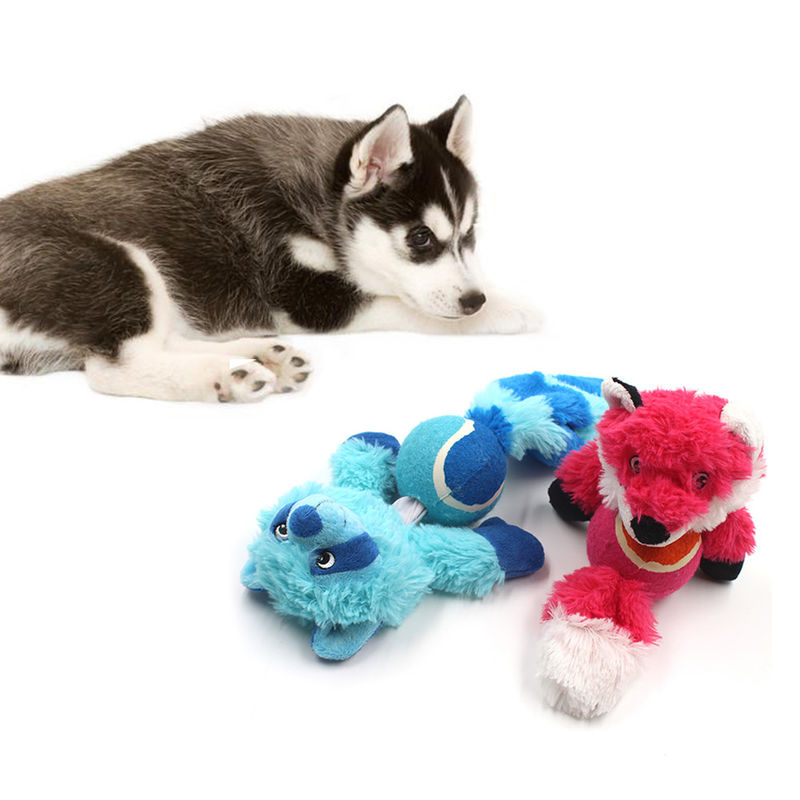 Squeaky Plush Dog Toy Fox Raccoon Bite مقاوم در برابر سگ اسباب بازی های تعاملی Molar