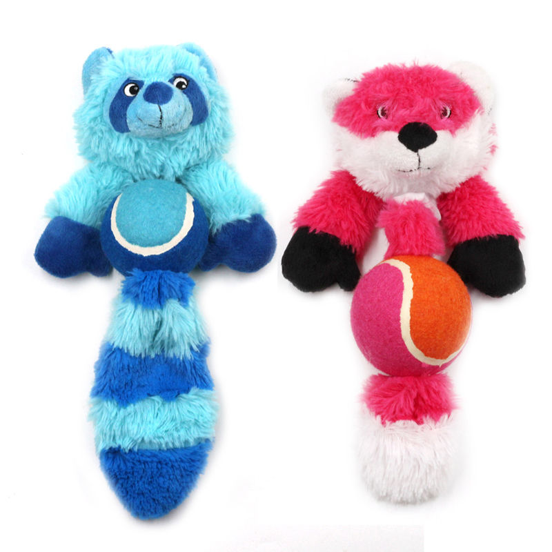 Squeaky Plush Dog Toy Fox Raccoon Bite مقاوم در برابر سگ اسباب بازی های تعاملی Molar