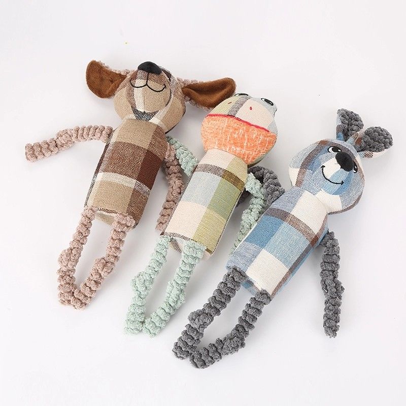 Canvas Squeaky Dog اسباب بازی حیوان خانگی مقاوم در برابر نیش با لوله صوتی اسباب بازی دندان درآوردن توله سگ 70 گرم