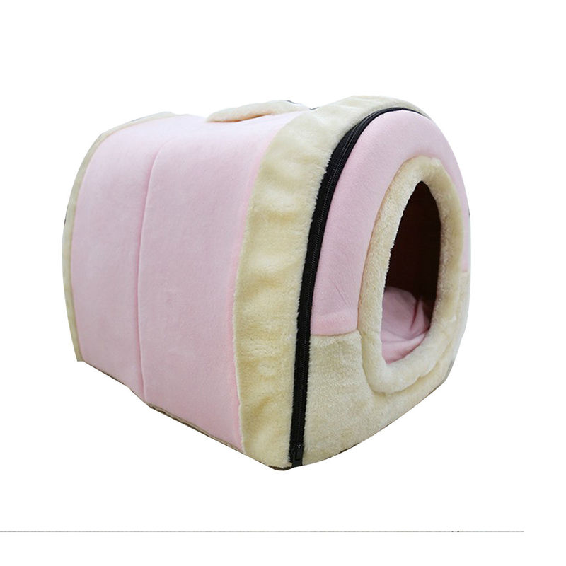 مخمل کریستال 2 در 1 غار تاشو تخت خواب حیوان خانگی Self Warming House شکل تخت راحت گربه