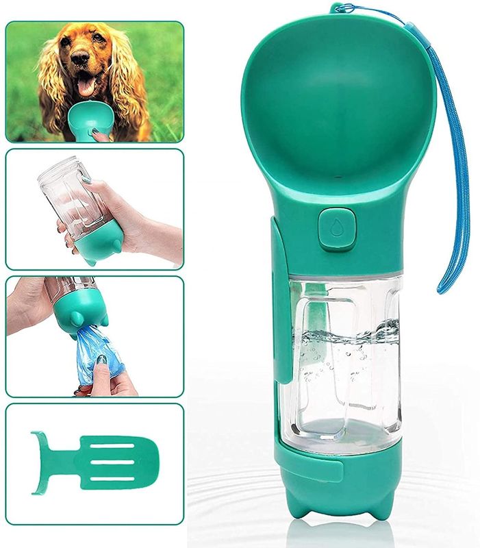 راه رفتن 2 در 1 بطری آب سگ با کیسه مدفوع و قاشق BPA رایگان نوشیدنی حیوان خانگی