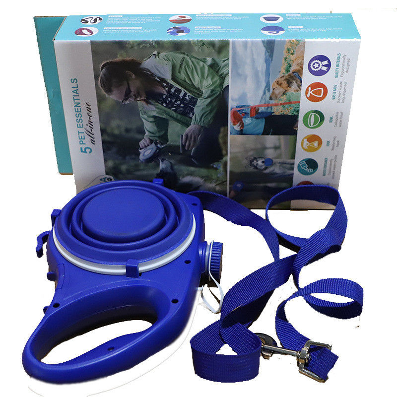 5 IN 1 قابل حمل نایلون حیوان خانگی سگ بند بطری آب مسافرتی BSCI Foldable Pet Bowl