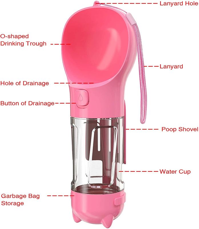 300ML Travel 2 In 1 Dog Bottle Drinking Bowl قابل حمل با دکمه قفل