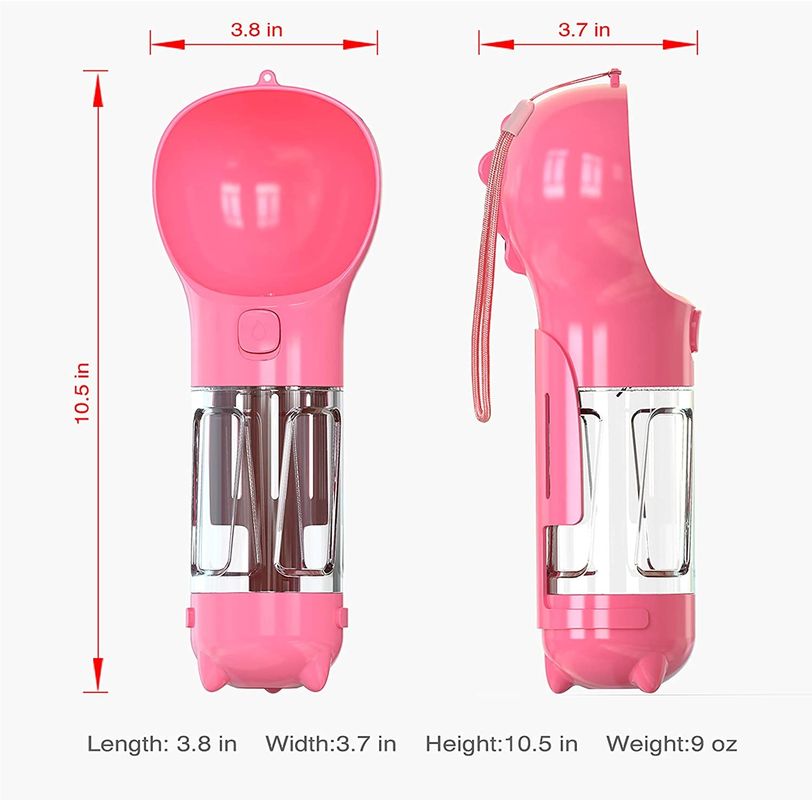 300ML Travel 2 In 1 Dog Bottle Drinking Bowl قابل حمل با دکمه قفل