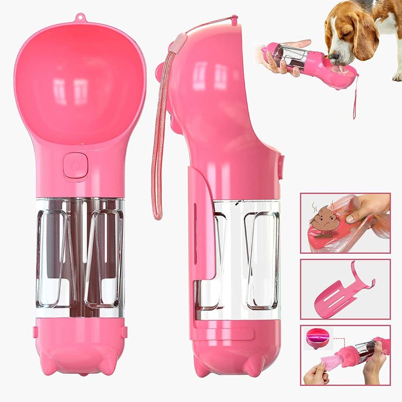300ML Travel 2 In 1 Dog Bottle Drinking Bowl قابل حمل با دکمه قفل