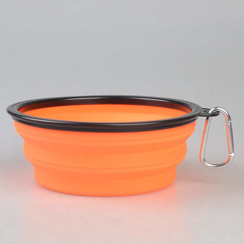 ظرف غذای خانگی قابل حمل تاشو 16oz قابل حمل با کارابین برای مسافرت در حال قدم زدن در کاسه حیوان خانگی