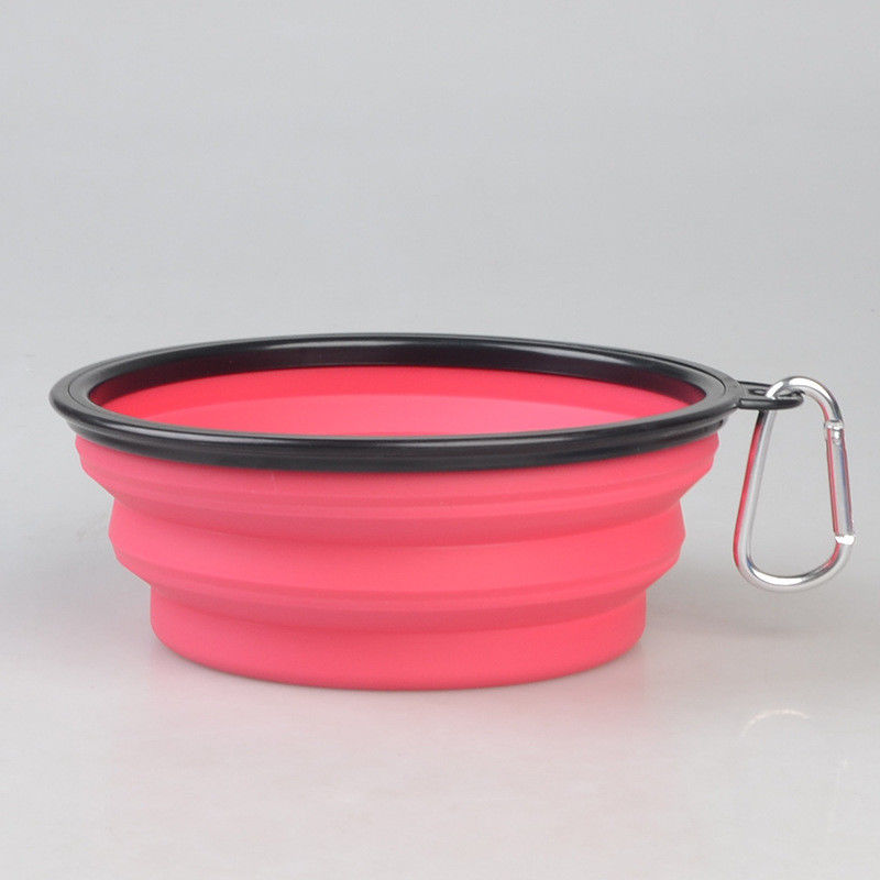 ظرف غذای خانگی قابل حمل تاشو 16oz قابل حمل با کارابین برای مسافرت در حال قدم زدن در کاسه حیوان خانگی